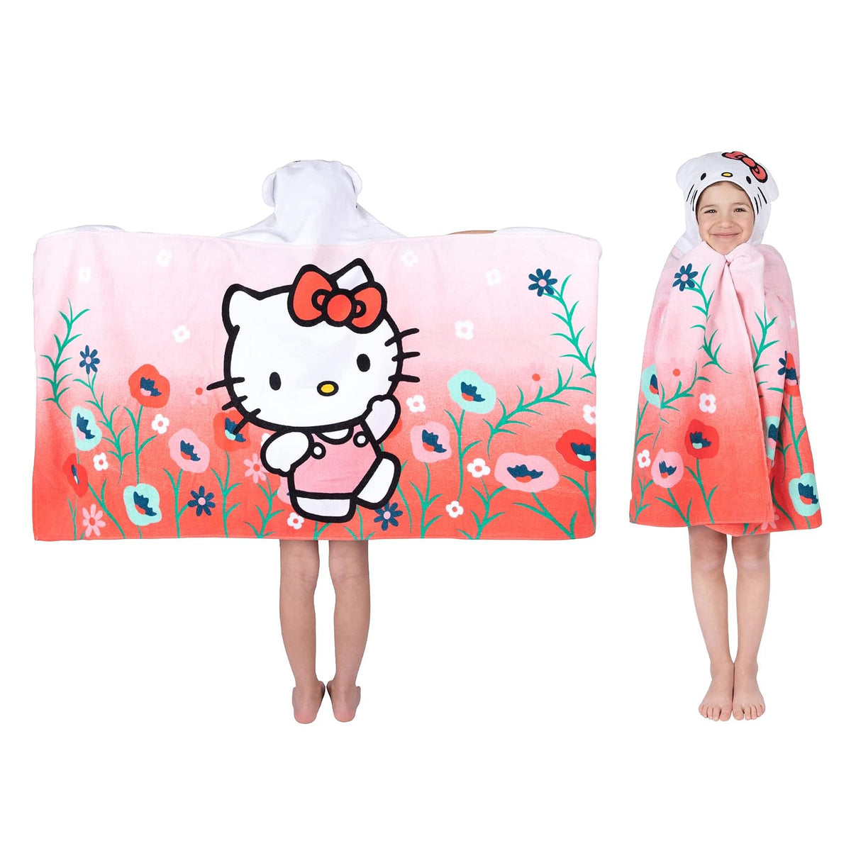 Franco Hello Kitty Toalla de Rizo de Algodón con Capucha para Niños 24 x 50 Pulgadas - 24 in x 50 in - Hello Kitty