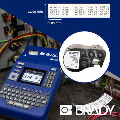 Brady Authentic (M4-48-498) Etiquetas de tela de vinilo multiusos reposicionables, 0.75 pulgadas de alto x 1.5 pulgadas de ancho, negro sobre blanco, 180 etiquetas