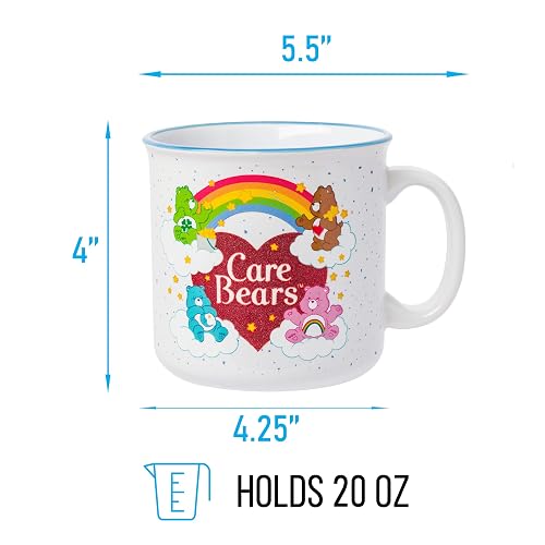 Silver Buffalo Care Bears - Taza de cerámica con logotipo de corazón arcoíris de 20 onzas