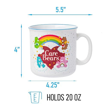 Silver Buffalo Care Bears - Taza de cerámica con logotipo de corazón arcoíris de 20 onzas