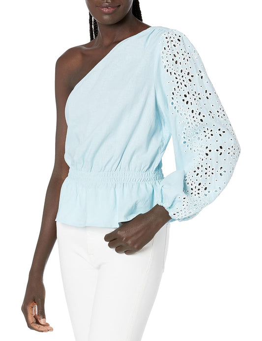BCBGMAXAZRIA Blusa Peplum de un Hombro CamisaMujer