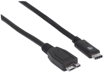 Manhattan CB-1072 Cable USB-C V3.1, C-Micro B 1.0M Negro,