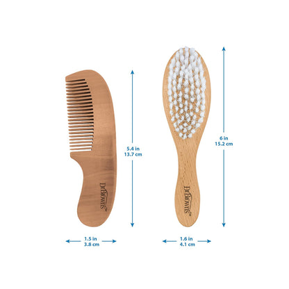 Dr. Brown's Baby Care Essentials - Kit de tijeras de uñas con funda, aspirador nasal, cepillo para polvo de tapa de cuna y peine, sin BPA