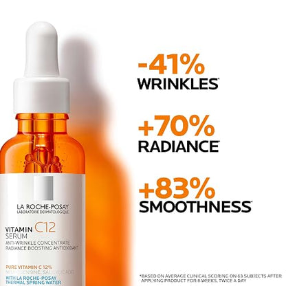 La Roche-Posay Pure Vitamin C12, Sérum Facial Antioxidante con 12% de Vitamina C, Antiarrugas, Mayor Luminosidad, Textura Ligera, para Pieles Sensibles, 30 ml