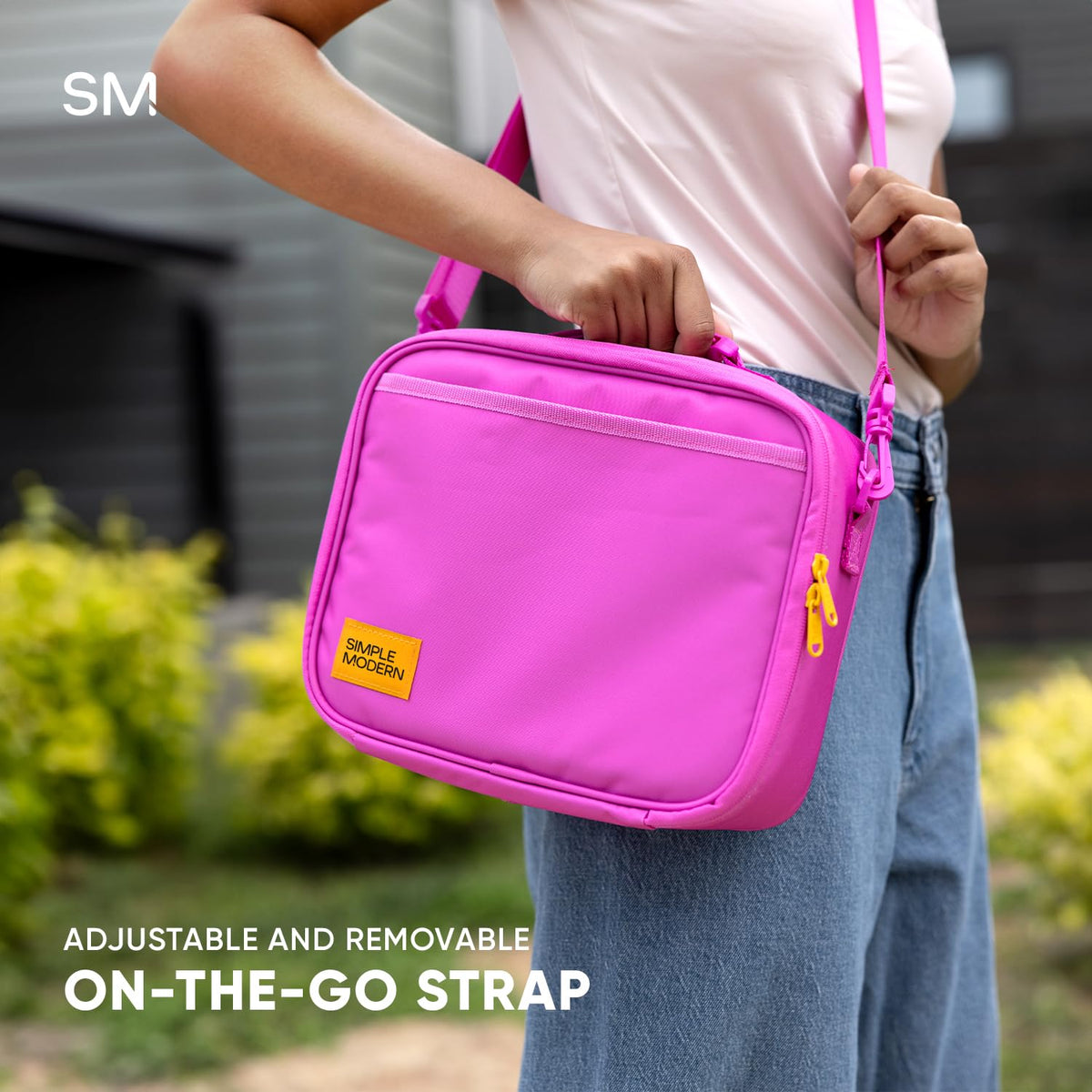 Simple Modern Hadley con Correa para el Hombro | Lonchera para Niños, Adolescentes y Adultos | Bolsa Aislada para Niñas, Niños, Mujeres y Hombres | Contenedores para Comida | Midnight Black