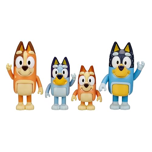 Bluey and Friends - Paquete de 4 Cifras posables de 2.5 a 3 Pulgadas