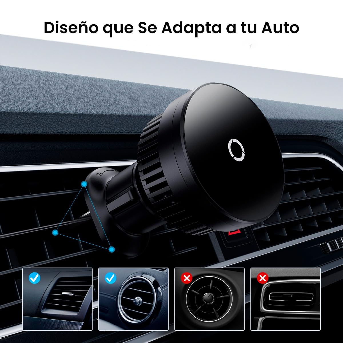 Baseus Cargador inalámbrico Magnético de Automóvil 15W Soporte para teléfono de Carga rápida para ventilación de automóvil para iPhone 15 14 13 12, Samsung Galaxy & Note, Google Pixel y Huawei, Black