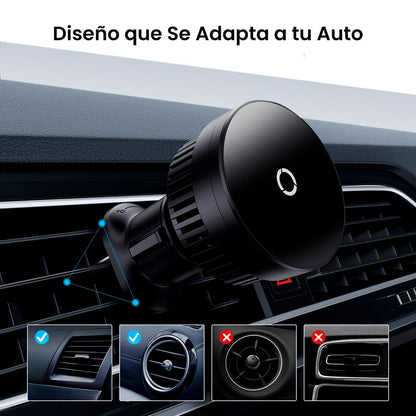 Baseus Cargador inalámbrico Magnético de Automóvil 15W Soporte para teléfono de Carga rápida para ventilación de automóvil para iPhone 15 14 13 12, Samsung Galaxy & Note, Google Pixel y Huawei, Black