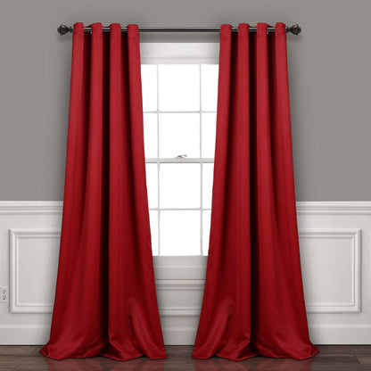 Lush Decor Cortinas Opacas con Ojales, Par - 132.1An x 241.3Al cm (1 Paneles) - Rojo