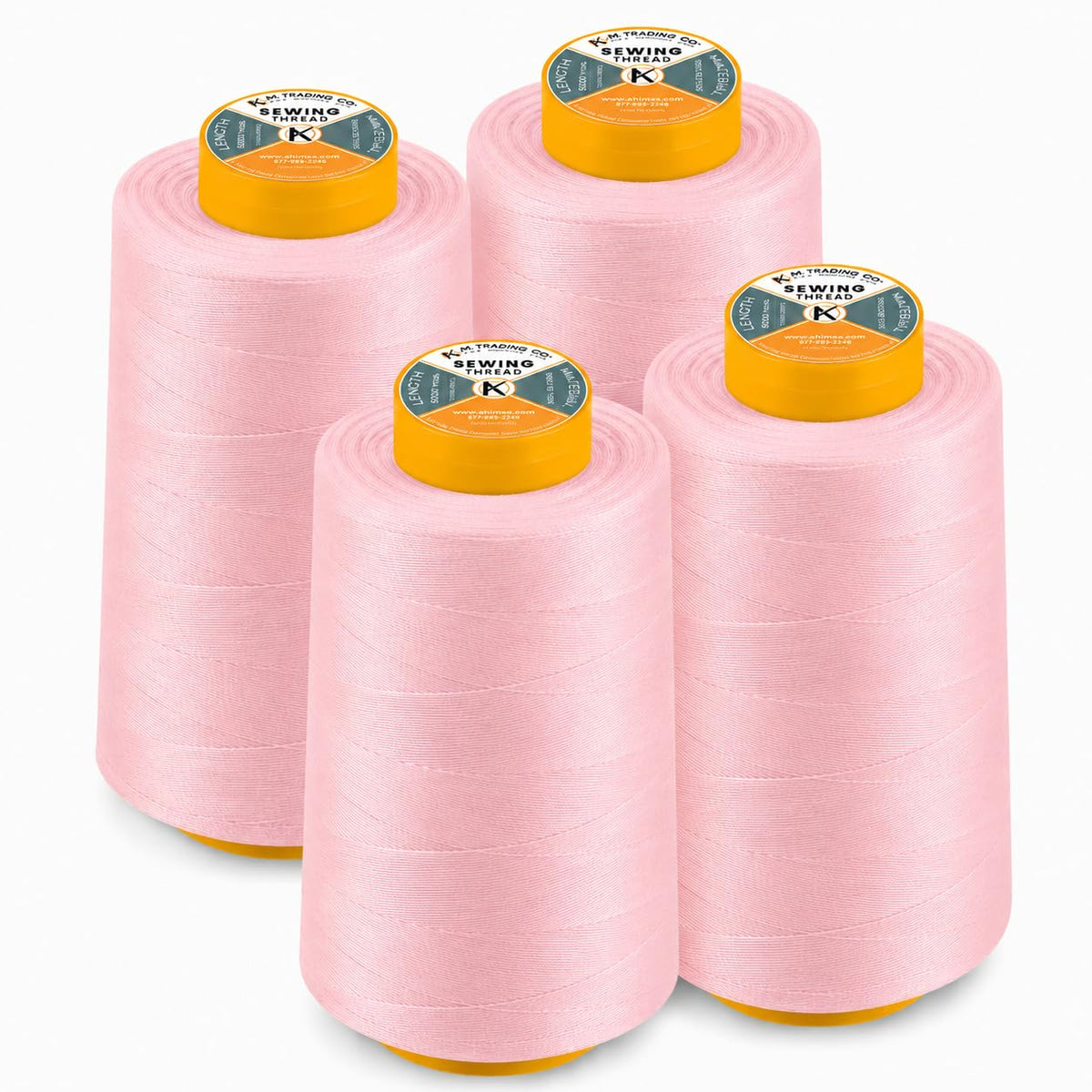 AK-Trading 4-Pack PINK Serger Cone Thread (4000 yards each) of Polyester thread for Sewing, Quilting, Serger