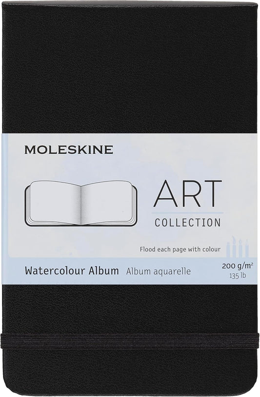 Moleskine Art Plus - Álbum de acuarela, Libro, Negro, Pocket | Bolsillo de 8,9 x 14 cm, álbum de acuarela de 60 páginas con papel de mezcla de algodón de 200 g/m² para técnicas húmedas y