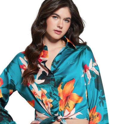 LS BOWED JUN SHIRT GUESS, MULTICOLOR, L
