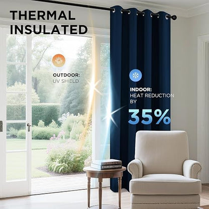 Joydeco - Juego de Cortinas Opacas de 108 Pulgadas de Largo, 2 Paneles con Aislamiento térmico, Cortinas largas y Cortinas, 2 Cortinas de Color Burg, oscurecimiento de la habitación con Ojales para