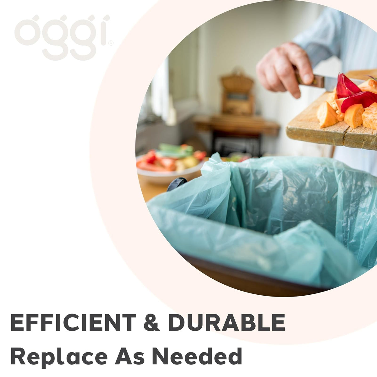 OGGI Eco-Liner - Bolsas compostables - Caja de 40 forros para encimera de compostaje con tapa, bolsas compostables de 6 litros, productos ecológicos, bolsas que cumplen con las normas internacionales OK Compost Home