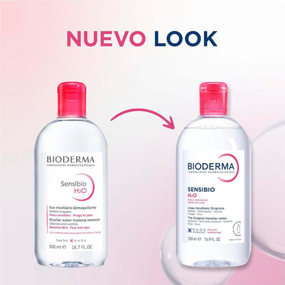 BIODERMA, Agua Micelar, Sensibio H2O, Desmaquillante para Piel Sensible, Calma y Reduce la Irritación, 500 ml