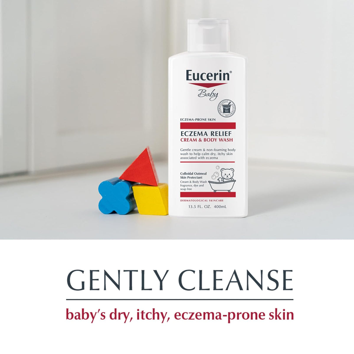 Eucerin Baby Eczema Relief Cream & Body Wash, Eczema Body Wash para bebés, botella de 13.5 onzas líquidas