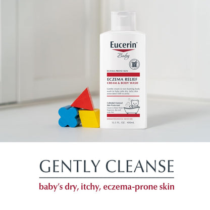 Eucerin Baby Eczema Relief Cream & Body Wash, Eczema Body Wash para bebés, botella de 13.5 onzas líquidas