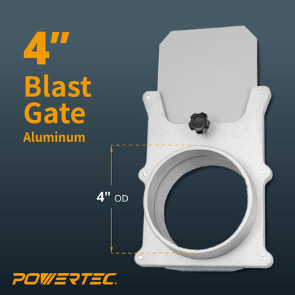 POWERTEC 70135V - Puerta de explosión de 4 pulgadas para colector de polvo, accesorios de recogida de polvo