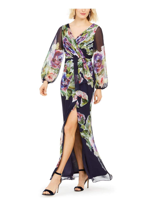 Adrianna Papell Women's Floral Printed Chiffon Gown