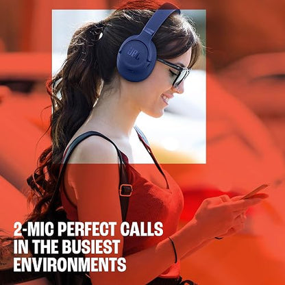 JBL Tune 780NC - Auriculares inalámbricos adaptables con cancelación de ruido con potente sonido bajo puro de alta resolución JBL y sonido espacial, con hasta 76 horas de duración de la batería, carga