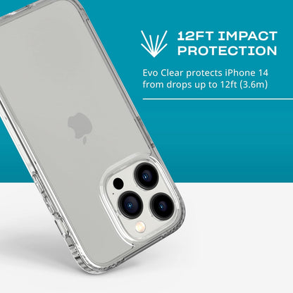 tech21 - Funda Transparente para iPhone 14 Pro EVO, Resistente a los arañazos, Absorbe los Golpes, con protección contra caídas múltiples de 12 pies