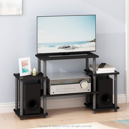 Furinno 11257BK/GY No Tools Tube Entertainment Center, Negro/Gris