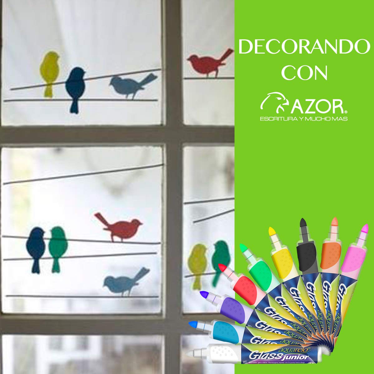 Azor Marcadores Para Vidrio 8 Piezas Aquarelo Glass Jr. 301.22826