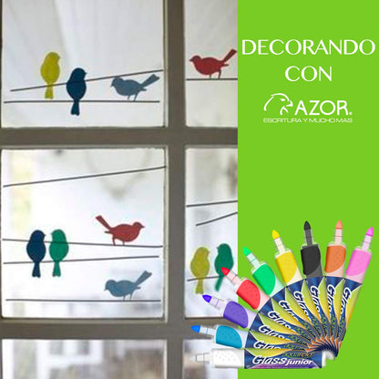 Azor Marcadores Para Vidrio 8 Piezas Aquarelo Glass Jr. 301.22826