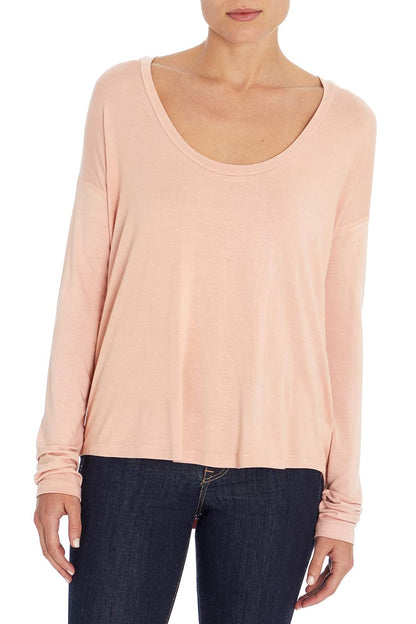 Three Dots Long Sleeve Scoop Hem tee Camiseta Mujer