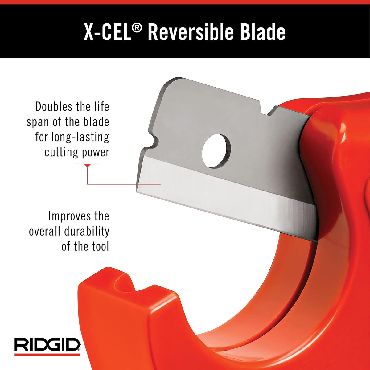 RIDGID - Cortador PC-1250, Mangos de Tijera, Para Tuberías y Tubos Plásticos, Cuchillas Reversibles, Rojo