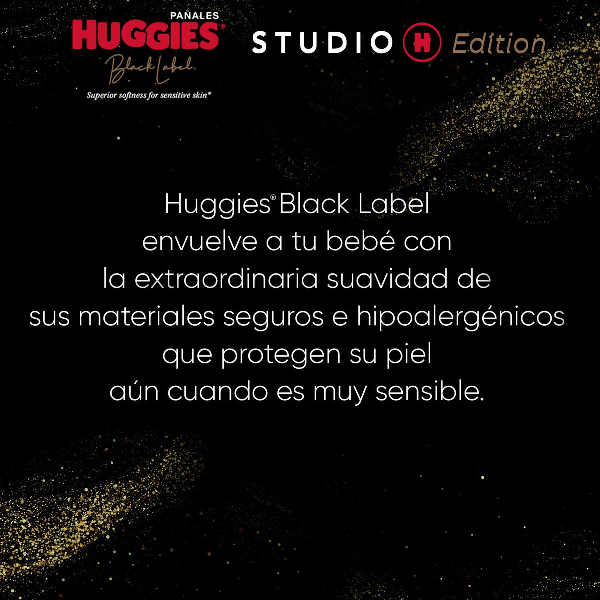 Huggies Black Label Studio H, 96 Pañales Premium Unisex Hipoalergénicos Etapa 2 (para bebés de 5 a 7.5 Kg)