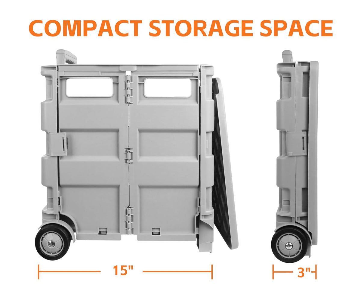 MaxWorks 50876 Carro Plegable Gris para Profesores, Multifuncional para Profesores, con Almacenamiento Adicional, Ruedas duraderas y diseño fácil de Plegar para Aula, Oficina, Compras
