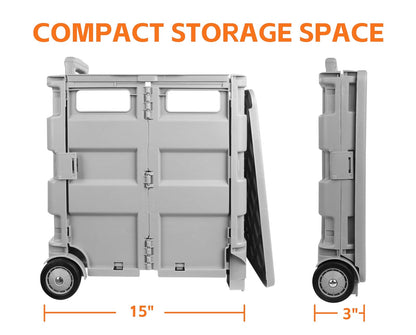 MaxWorks 50876 Carro Plegable Gris para Profesores, Multifuncional para Profesores, con Almacenamiento Adicional, Ruedas duraderas y diseño fácil de Plegar para Aula, Oficina, Compras