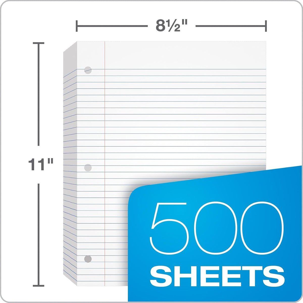 Oxford Papel de Relleno 500 Hojas Rayado Universitario 8.5 x 11 pulgadas