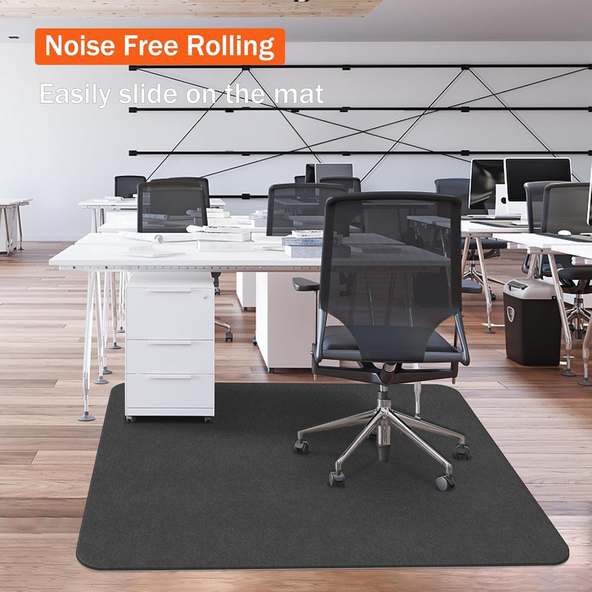 NYFITY - Tapete para Silla de Oficina para Suelos Duros, Antideslizante, Resistente para Silla de computadora para Piso de Madera Dura, 30 x 55 Pulgadas, Negro