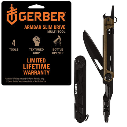 Gerber Cuchillo de Bolsillo con Destornillador y Abrebotellas - Unidad delgada - Bronce (Burnt Bronze)