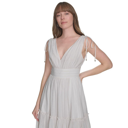 Tommy Hilfiger Sleeveless V Neck Neck Tie Midi Dress Vestido Mujer