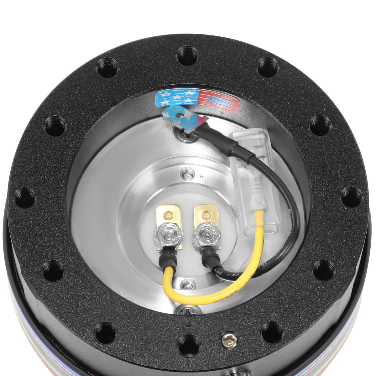 NRG Innovations NRG-SRK-200BK-MEXICALI Gen 2.0 Adaptador de Liberación Rápida para Volante, 6 Orificios, Cuerpo Negro/Anillo Mexicali