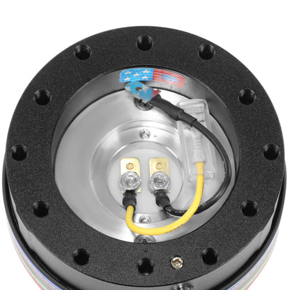 NRG Innovations NRG-SRK-200BK-MEXICALI Gen 2.0 Adaptador de Liberación Rápida para Volante, 6 Orificios, Cuerpo Negro/Anillo Mexicali