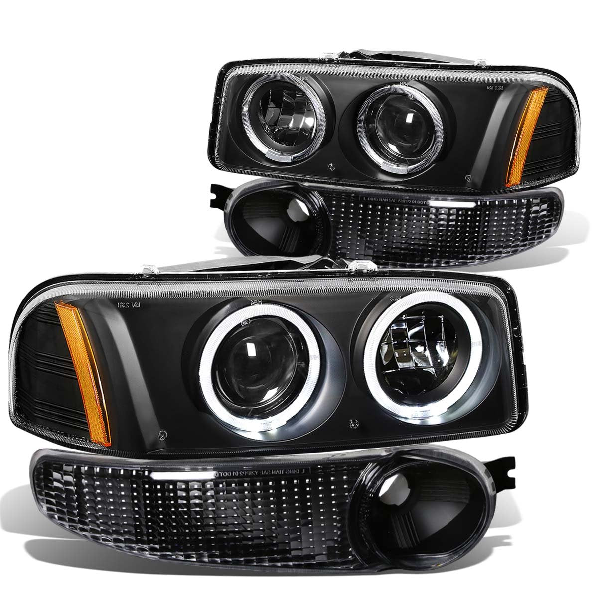 DNA Motoring Conjunto de Faros Delanteros, Lado Conductor y Pasajero - HL-HPL-GMCD004P-BK-AM
