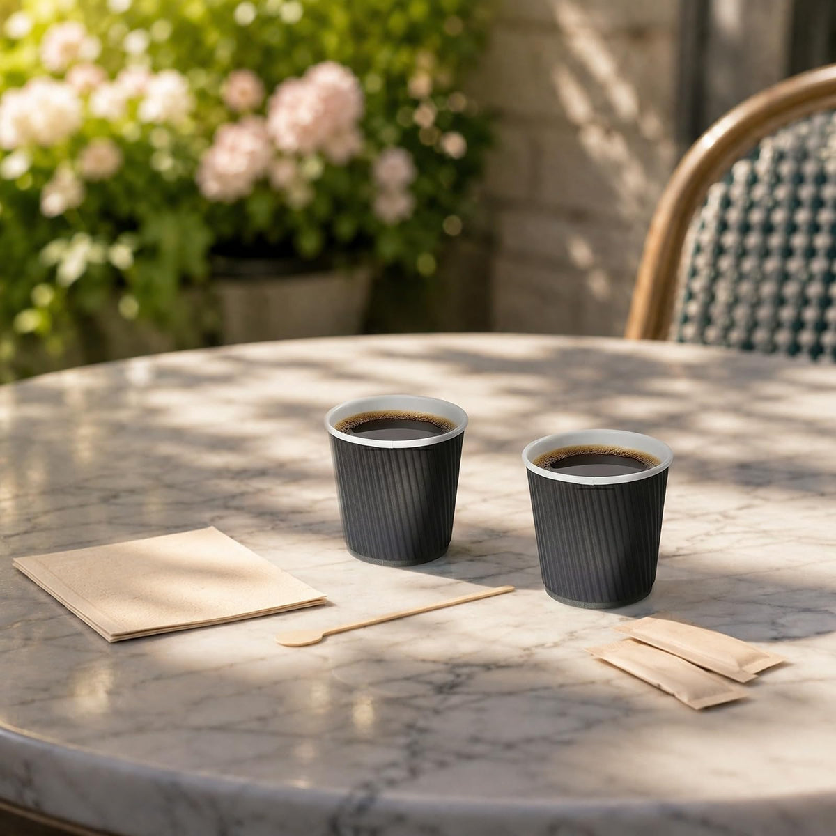 Restaurantware 25-CT Disposable Hot Beverage Cups with Ripple Wall Design, Black, 4 oz