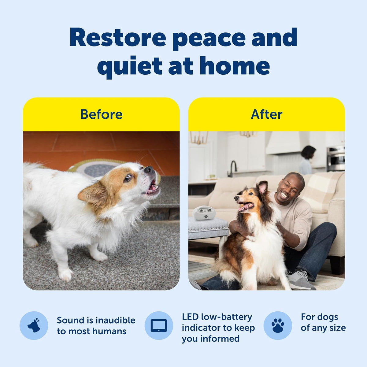 PetSafe Control de ladridos ultrasónico para Interiores, Alcance de hasta 7,6 m, sin Necesidad de Collar, antiladridos