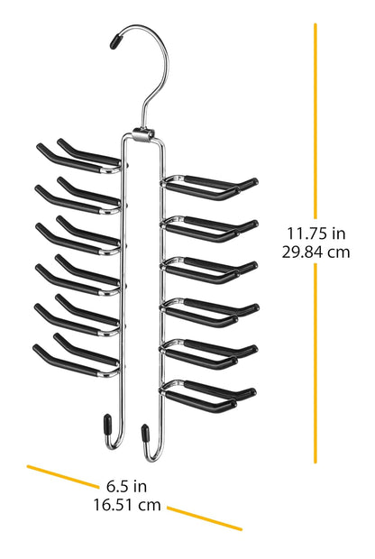 Whitmor Percha giratoria para Corbatas con Trabillas para cinturón, Cromo/Negro