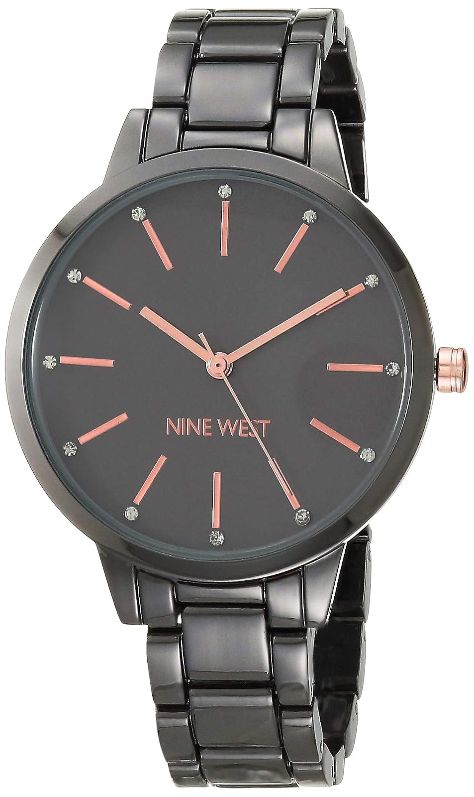 Nine West Reloj Analógico de Metal para Mujer - NEGRO