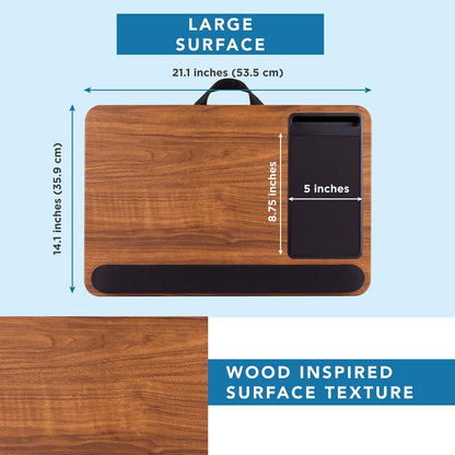 LAPGEAR Home Office Pro - computadora de Regazo con reposamuñecas, Alfombrilla para Mouse y Soporte para teléfono, Grano de Madera expreso, se Adapta a portátiles de hasta 15.6 Pulgadas, Estilo No.