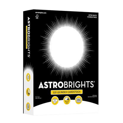 Cartulina blanca Astrobrights Premium, 8.5 x 11 pulgadas, 100 libras. índice, 94 Brillo, 235 hojas – Tarjeta blanca Astro pesada para invitaciones, tarjetas de visita, manualidades e impresión