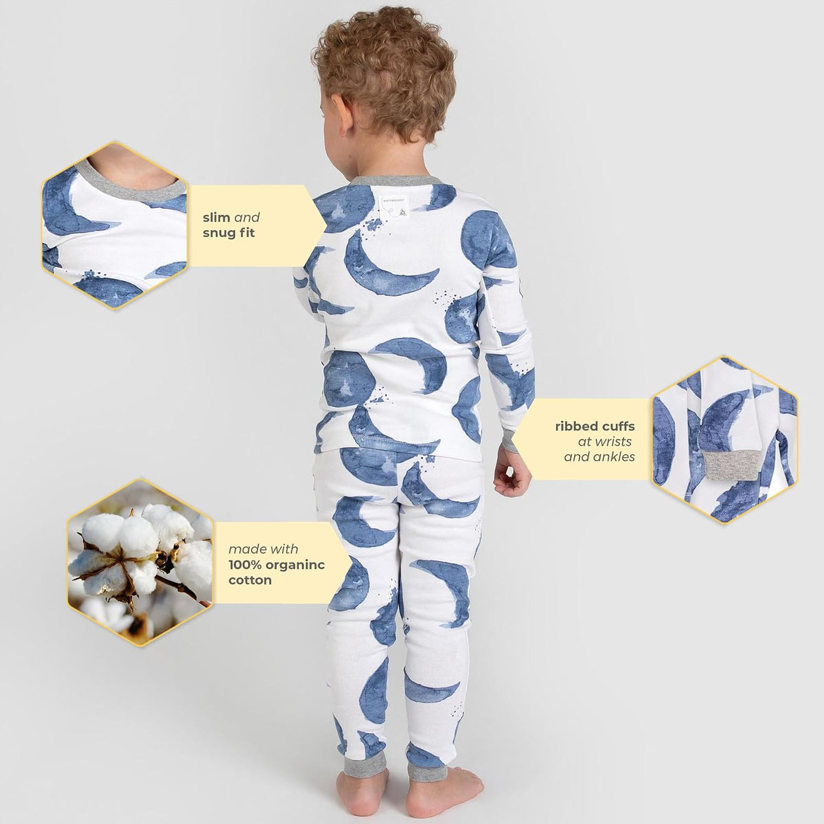 Burt's Bees - Pijama para bebé y niño, Playera de Manga Larga de 2 Piezas y pantalón Largo de algodón, Tallas para 12 Meses a 12 años