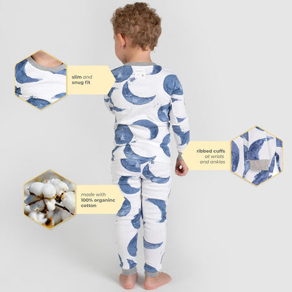 Burt's Bees - Pijama para bebé y niño, Playera de Manga Larga de 2 Piezas y pantalón Largo de algodón, Tallas para 12 Meses a 12 años