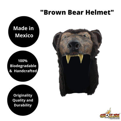 Brown Bear Helmet, Casco de Cabeza de Oso, Sombrero para Disfraz de Guerrero Ideal para Halloween
