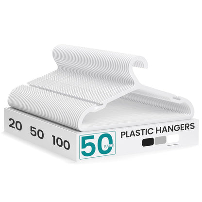 SONGMICS UCRP010W01 - Perchas de plástico con Muesca Ancha en los Hombros, Perchas de Ahorro de Espacio, 16.4 Pulgadas de Ancho, para clóset, Blanco Nube